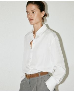 Mango Straight Lyocell Shirt - White