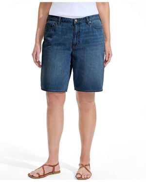 Lands' End Lightweight Denim Mid Rise 10" Shorts - Blue