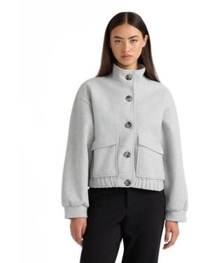 NVLT Funnel Neck Felt Jacket - Gray