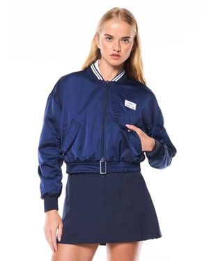 Sergio Tacchini Piano Cropped Satin Bomber Jacket - Blue