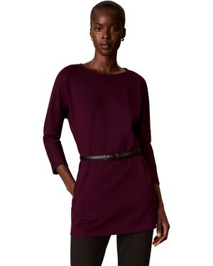 Calvin Klein Boat Neck Long-sleeve Compression Tunic - Red
