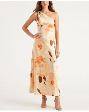 Taylor Floral One-shoulder Fit & Flare Dress - Metallic