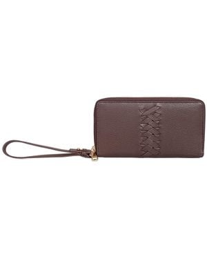 Lodis Leather Details Zip Wristlet Bag - Brown