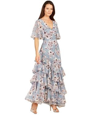 Lara Cape Sleeve Print Dress - Gray