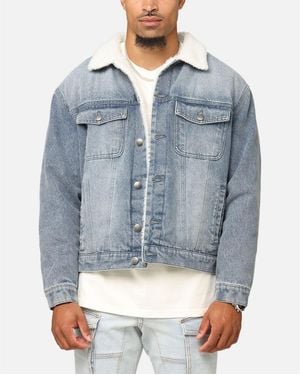 Saint Morta Sherpa Boxy Denim Jacket - Blue