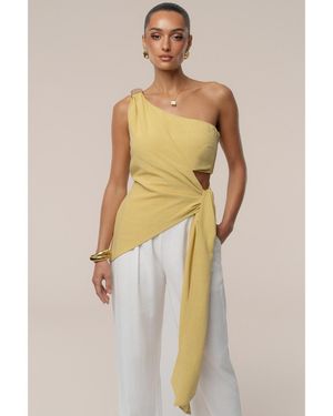 JLUXLABEL Palmera One Shoulder Top - Natural