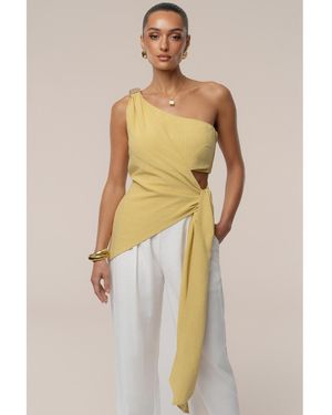 JLUXLABEL Palmera One Shoulder Top - Natural