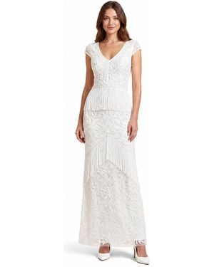 Lara Cap Sleeve Bridal Beaded Gown - White