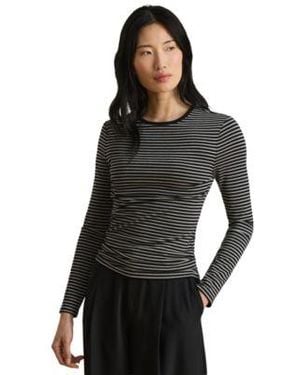 Ralph Lauren Striped Cotton Blend Long Sleeve T Shirt - Black
