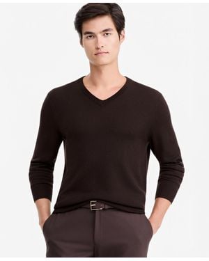 Alfani Merino Wool V-neck Sweater - Black
