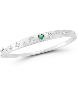 Rachel Zoe 14k Gold Plated Sterling Heart Bangle - White
