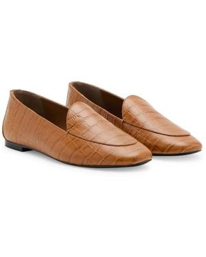 Mango Croc-effect Leather Moccasins - White