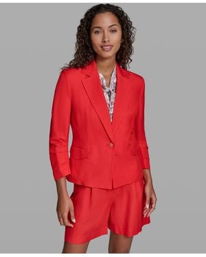 KARL LAGERFELD Cropped Single-button Jacket - Red