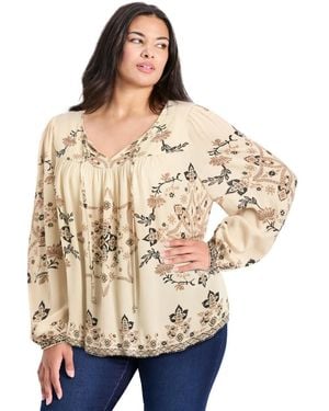 Avenue Plus Size Suli Bell Sleeve Top - Natural