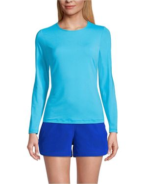Lands' End Long Torso Sunshade Upf 50 Long Sleeve Relaxed Rash Guard - Blue