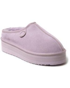 Dearfoams Fireside By Queenstown Genuine Shearling Platform Clog Slipper - Purple