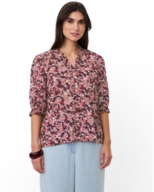 Masai Mabrenitha Floral Mandarin Collar Blouse - Red