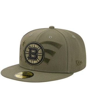 KTZ Boston Bruins Military Appreciation Flag 59fifty Fitted Hat - Green
