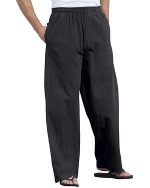 Kingsize Big & Tall Elastic Waist Gauze Cotton Pants - Black