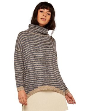 Apricot High-neck Chunky-knit Oversized Sweater - Gray