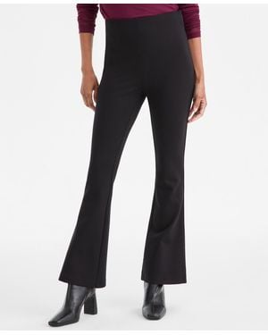 INC International Concepts Petite Ponte-knit Flare Pants - Black
