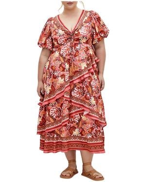 City Chic Plus Size Drama Queen Dress - Red