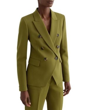 Reiss Twill Double-breasted Blazer - Green