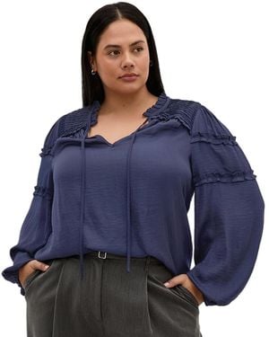 City Chic Drama Queen Long Sleeve Shirt - Blue