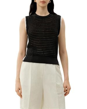 LILYSILK Toscana Pointelle Embroidered Vest - Black
