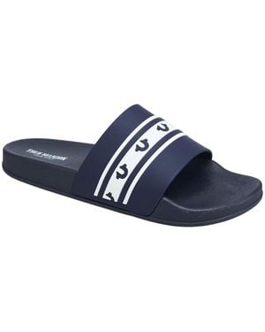 TRUE RELIGION Snoop Colorblock Logo Pool Slide - Blue