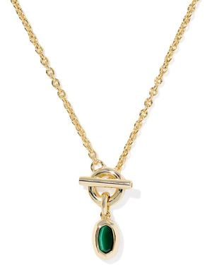 Kendra Scott Malachite & Imitation Pearl 14k Gold Plated Over Brass Daphne Link And Chain Necklace - Metallic