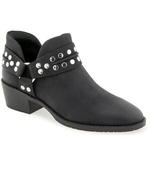 Kenneth Cole Sharp Studded Moto Faux Leather Ankle Booties - Black