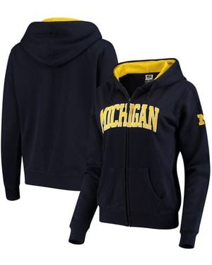 Stadium Athletic Michigan Wolverines Arched Name Full-zip Hoodie - Blue