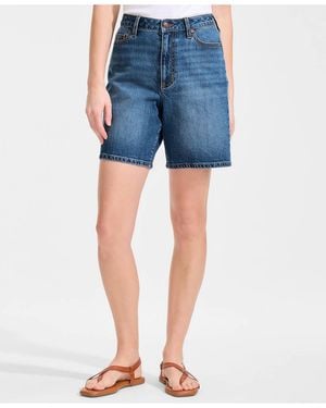 Lands' End Soft Denim Mid Rise 7" Jean Shorts - Blue