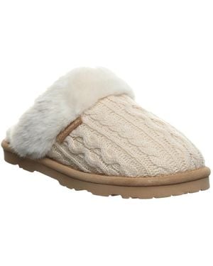 BEARPAW Rumie Cable Knit Slip-on Slippers - White