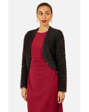 Yumi' Metallic Fluffy Eyelash Bolero - Red