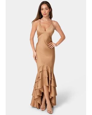 Bebe High-low Tiered V-neck Gown - White