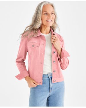 Style & Co. Petite Classic Denim Jacket - Pink