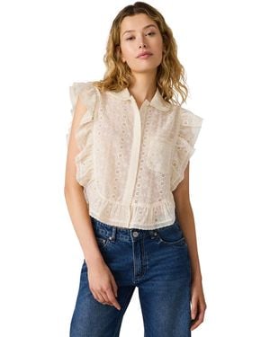 Steve Madden Adeline Collared Neck Top - Blue