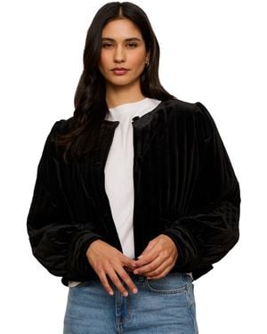 Sanctuary Pepper Velvet Cropped Puff-sleeve Jacket - Black
