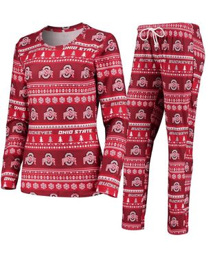 Concepts Sport 2-piece Ohio State Buckeyes Holiday Long Sleeve Top And Pants Sleep Set - Red