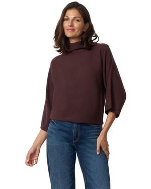 Cable & Gauge Mock Neck Rib-knit Dolman Sweater - Purple