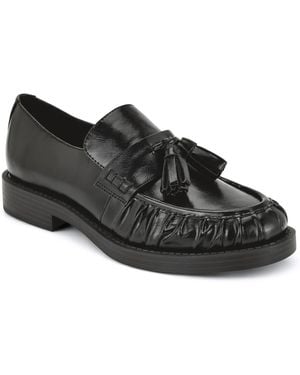 Nine West Gersen Tassels Pleated Slip-on Loafers - Black