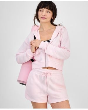 ID Ideology Cropped Zippered Hoodie - Pink