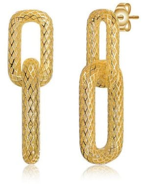 Rachel Glauber Radiant 14k Plated Mesh Rectangular Double Loops Earrings - Metallic