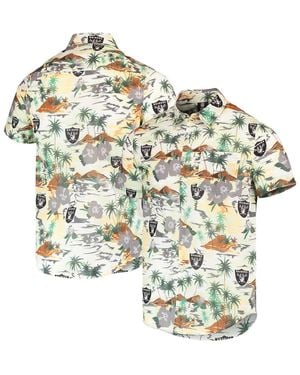 FOCO Las Vegas Raiders Paradise Floral Button-up Shirt - Natural