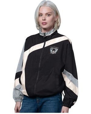Starter Black/silver Las Vegas Raiders 1st Quarter Full-zip Windbreaker Jacket - Blue