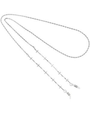 2028 Silver-tone Cross Link Eyeglass Holder - Gray