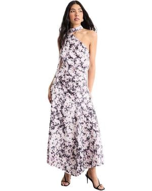 Warehouse Scarf Tie Asymmetric Maxi Dress - White