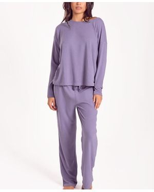 iCollection Baby Waffle Stretch Knit Long-sleeve Pajama Set - Purple